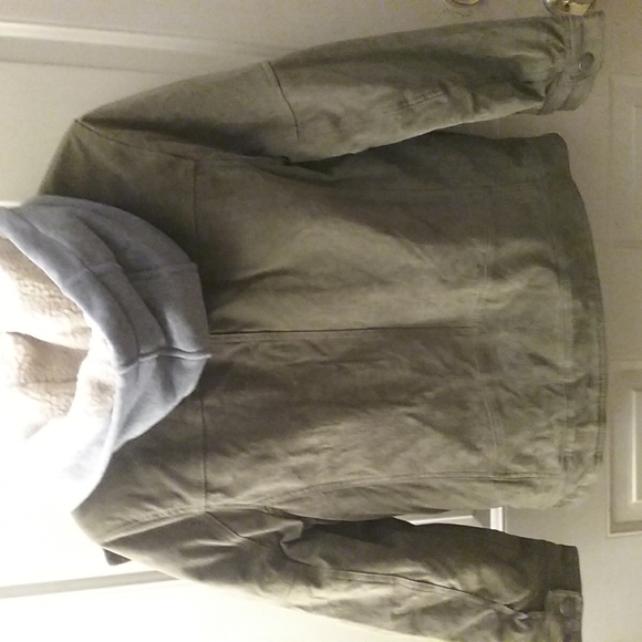 Urban Republic Boys Olive Green Suede Hoodie Coat - Picture 5 of 5